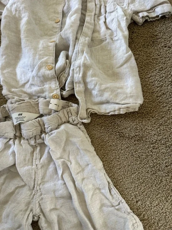 H&M Light Beige Linen Short Set - Picture 5 of 5